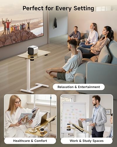 Image of BZIUM Overbed Bedside Table with Hidden Wheels, Adjustable Medical Tilt Top Hospital Bed Table Over The Bed, Rolling Desk Mobile Standing Desk (31.5x15.8, Maple)