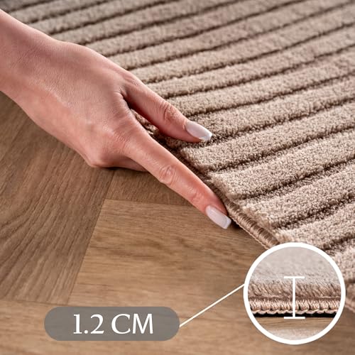 Tapis bohème lavable et facile d'entretien beige 80 x 250 cm - 5