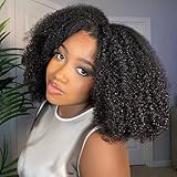 BLY Afro Curly Bundles Human Hair 100% Unprocessed Virgin Hair for Women 14 16 18 Inch Natural Black Full Afro Kinky Curly Hair Extensions 3 Bundles
