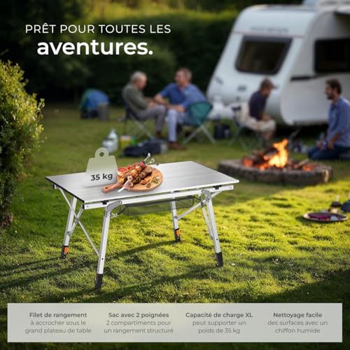 Table de pique-nique pliante aluminium ajustable avec filet - 3