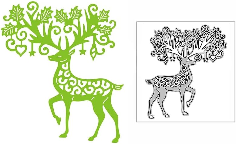 Troqueles de metal para cortar Navidad, diseño de renos de hojas navideñas, plantillas en relieve, molde para tarjetas de álbumes de recortes y