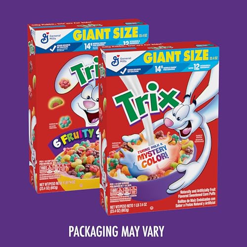Image of Trix Fruity Breakfast Cereal, 6 Fruity Shapes, Whole Grain, Giant Size, 23.4 OZ (Pack of 2)