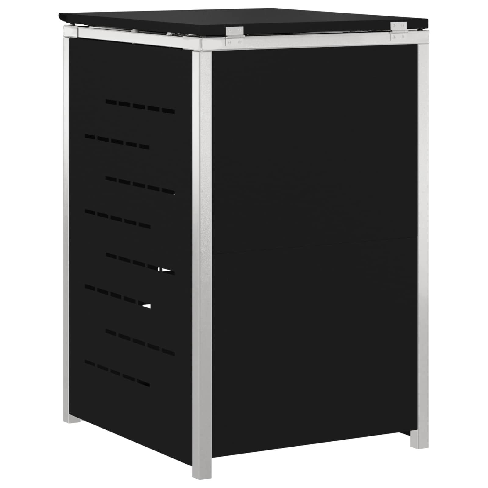 Mülltonnenbox 240L Schwarz Erweiterbar | Soft-Close Deckel, Magnetverschluss, Lüftungspanels, Kabelverbindung für Außenbereich