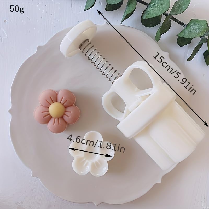 Miniatura 2 de Molde de prensa de pastel de luna de mediados de otoño, sello prensado a mano, molde de prensa de hojaldre de pastel de luna con 1 flor impresa DIY