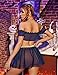 Avidlove Cosplay Lingerie for Women 3 Piece Sexy Roleplay Costumes Off Shoulder Mesh Top with Skirt Navy Blue Medium