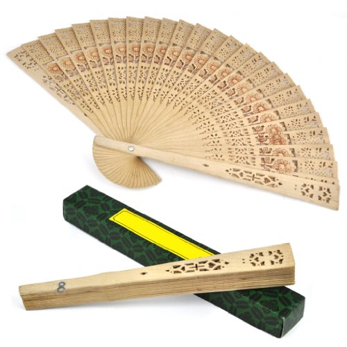 Pasuihcay Ladies Wooden Sandalwood Hand Fan Wedding/Birthdays Partys