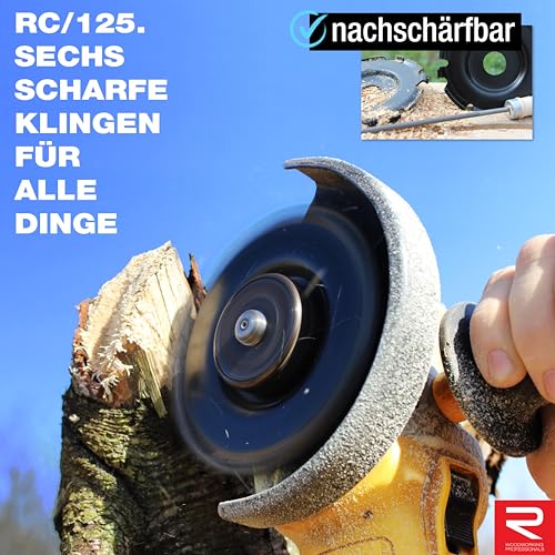 ROTAREX Schleifscheibe für Winkelschleifer 125 mm - Holschnitzscheibe aus Schwedischer Hartstahl für Holz (Hart und Weich)