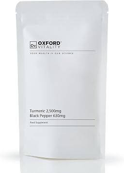 Turmeric 2500mg with Black Pepper 630mg Tablets | 95% Curcuminoids & 10mg Piperine | Food Supplement | Oxford Vitality | 240 Tablets