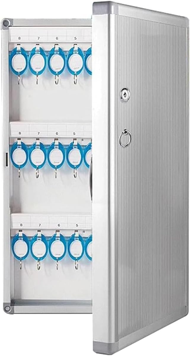 Grand Armoire à clés monté sur Mur, Organisateur de boîte de Gestion de clés en Aluminium léger avec des étiquettes clés, Coffre-Fort clé pour Voiture, hôtels, Bureau, Maison