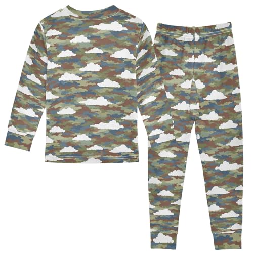 Pajama Sets Long Sleeve Camouflage Clouds Soft Comfy Sleepwear 2 Piece PJS 3-8T3