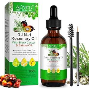 Aceite de Romero y Ricino y Batana para el Cabello, 3 en 1 Aceite Cuidado para del Cabello Estimula el Crecimiento del Cabello y lo Nutre Fortalece, Repara el Cabello Dañado Eencrespado