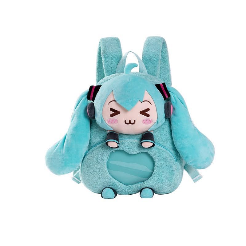 Anime Hatsune Miku Q version cute plush backpack, cute transparent doll backpack, suitable as a gift for female fans and adults.