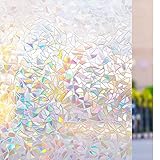 Rabbitgoo 窓ガラス目隠しフィルム めかくしシート ガラス 窓用 フィルム ステンドグラス シール 窓 ガラスフィルム 水で貼ってはがせる 外から見えない UVカット 飛散防止 リメイク 目隠し 窓ガラス 目隠しシート 窓フィルム (遠花火 44.5x150cm)