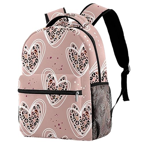 Sac à dos de voyage imprimé léopard et cœur multicolore pour filles et garçons 40cm