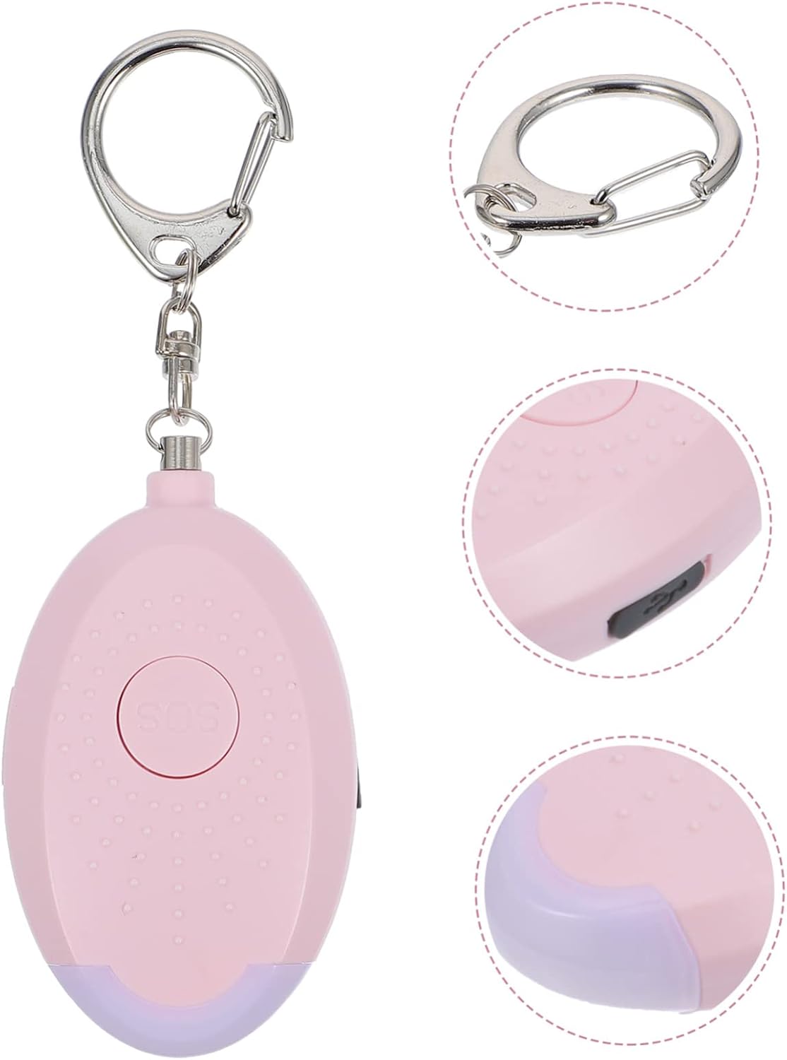 Personal Security Alarm with LED Light, USB Charging 130dB Pink
