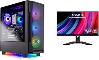 Skytech Shadow Gaming PC Desktop & Gigabyte M27Q 27" 170Hz 1440P Gaming, 2560 x 1440 SS IPS, 0.5ms (MPRT) Response Time, 92% DCI-P3, HDR Ready, FreeSync Premium, Black