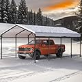12x20 FT Polar Aurora Metal Carport with Reinforced Base, Heavy-Duty Galvanized Shelter for Trucks, Boats, Cars, and Tractors, Portable freestanding shelter