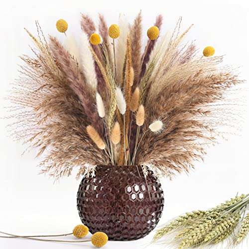 Pampas Grass Bouquet Boho Chic Decor 105 Stems Dried Plant Bohemian Decoration Dry Flower Bud for Party Arrangement Vase