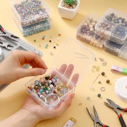 Image of SATINIOR 300 Packs Clear Small Plastic Containers 3.35 X 3.35 X 1.1 Inches Transparent Storage Box with Hinged Lid in Bulk for Jewelry Hardware Crafts Small Items