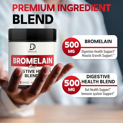 Bromelain 500mg with Digestive Health Blend 500mg Supplement - 6in1 Combined as Quercetin, Organic Turmeric Curcumin Root, and More - 60 Capsules for Digestion, Immune System, Breathing & Joint Health - Thumbnail 3