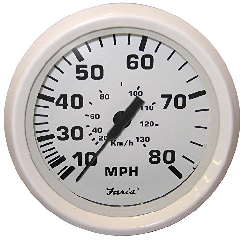 Faria Beede Instruments 33113 Speedometer Blanco de 4 pulgadas - 80Mph