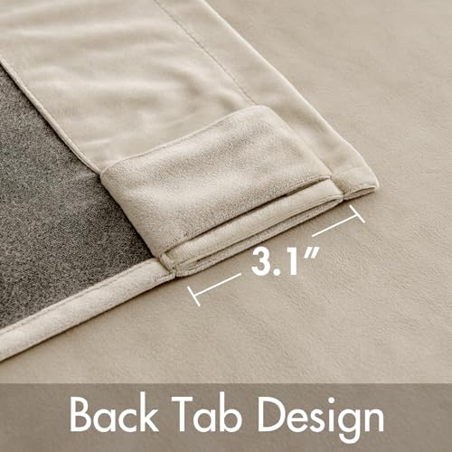 Image of MIULEE Velvet Curtains 52x84 inches 2 Panels Beige Blackout Curtains | Luxury, Bedroom Living Room, Thermal Insulated, Super Soft Window Drapes, Rod Pocket & Back Tab