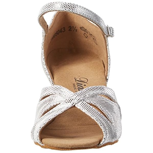 Diamant Donne Scarpe da Ballo 144-077-246 - Pelle Argento/Bianco - 5 cm Flare - Made in Germany