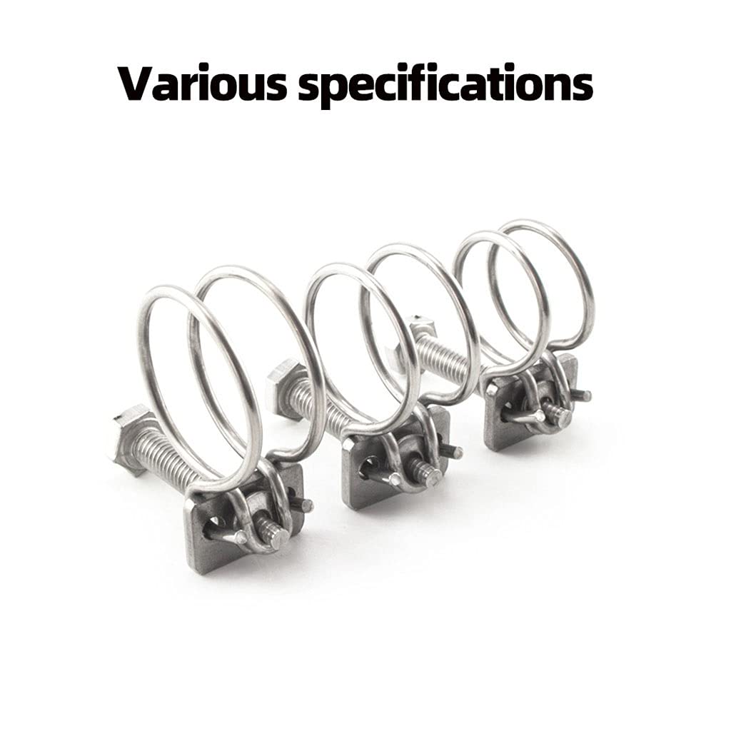 Verstellbare Schlauchschellen-Set aus 304 Edelstahl, robust, Doppeldraht-Rohrschellen für Sanitär- und Automobilgebrauch (Durchmesser 90–3 mm)