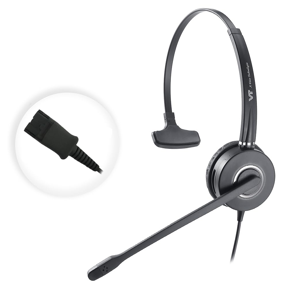 Mono Plantronic-QD Headset with Microphone - for Cables with Quick Disconnect Connector for Call Center Office (VT6932QD)