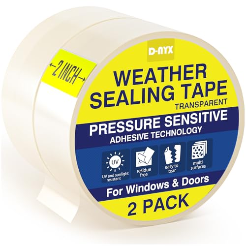 Window Sealing Tape 1 or 2 Pack Transparent Sealing Heavy-Duty Residue-Free RV Insulation for Doors and Windows, Clear Weather Stripping Draft Isolation Tape (2 Pack 2 Inch)