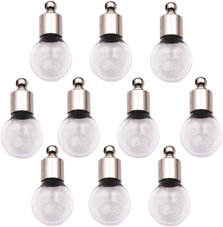 ZenRa 10 pieces Name on rice glass vial pendant screw cap bottle, wish bottle clear glass bottle charms