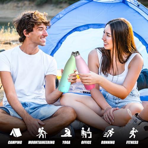 Image of WATERSY Stainless Steel water bottles,17oz /500ml Insulated Water Bottles,Gradient Green metal water bottle Keeps Drink Cold and Hot,BPA Free kids water bottles for School,Gym,Travel,Sports