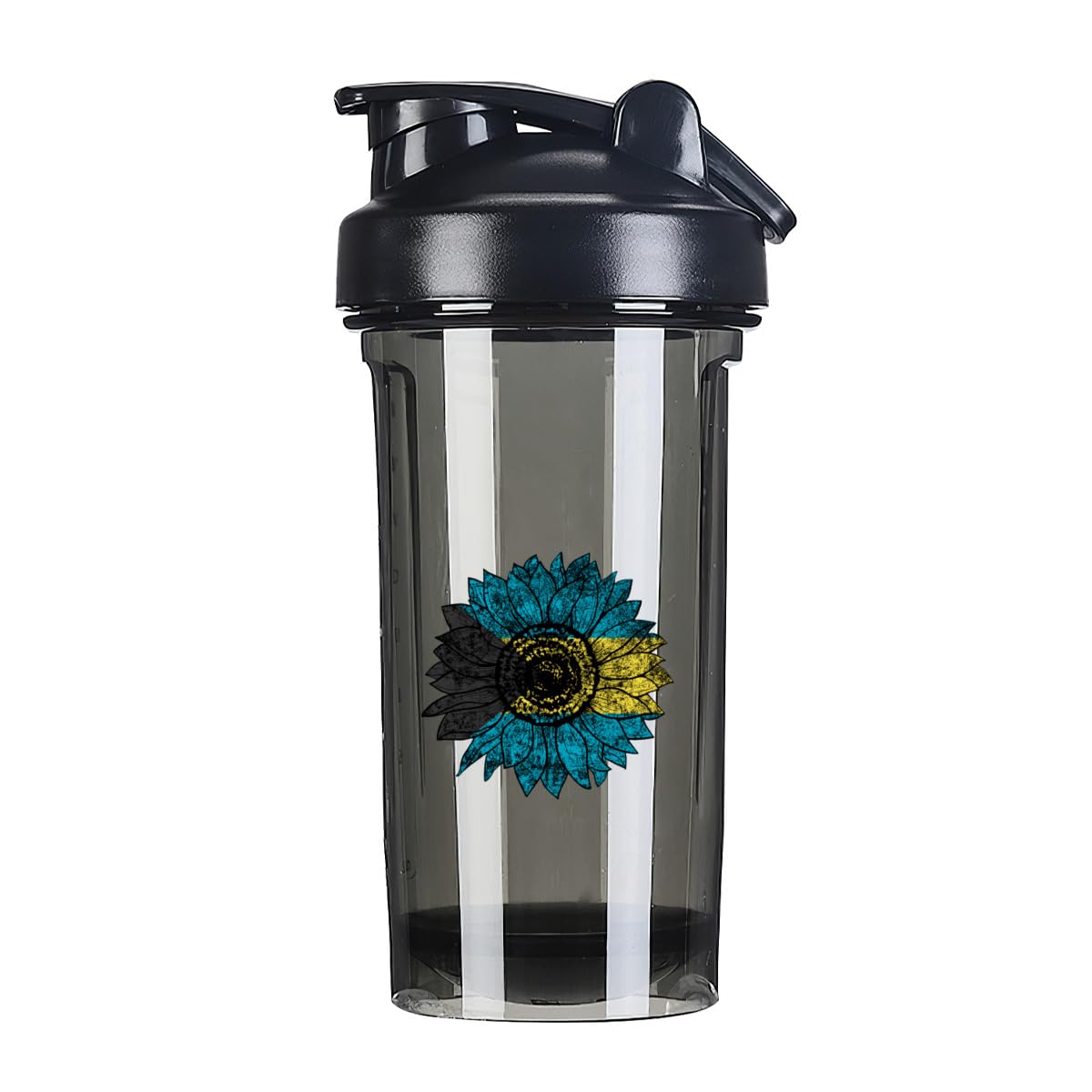 Vintage Sunflower Bahamas Bahamian Flag 18 Ounce Shaker Bottle Drink Mixer Leak-proof Pre Workout Protein Shakes Meal Replacement Shakes Bottles 500ML/18 Oz Black