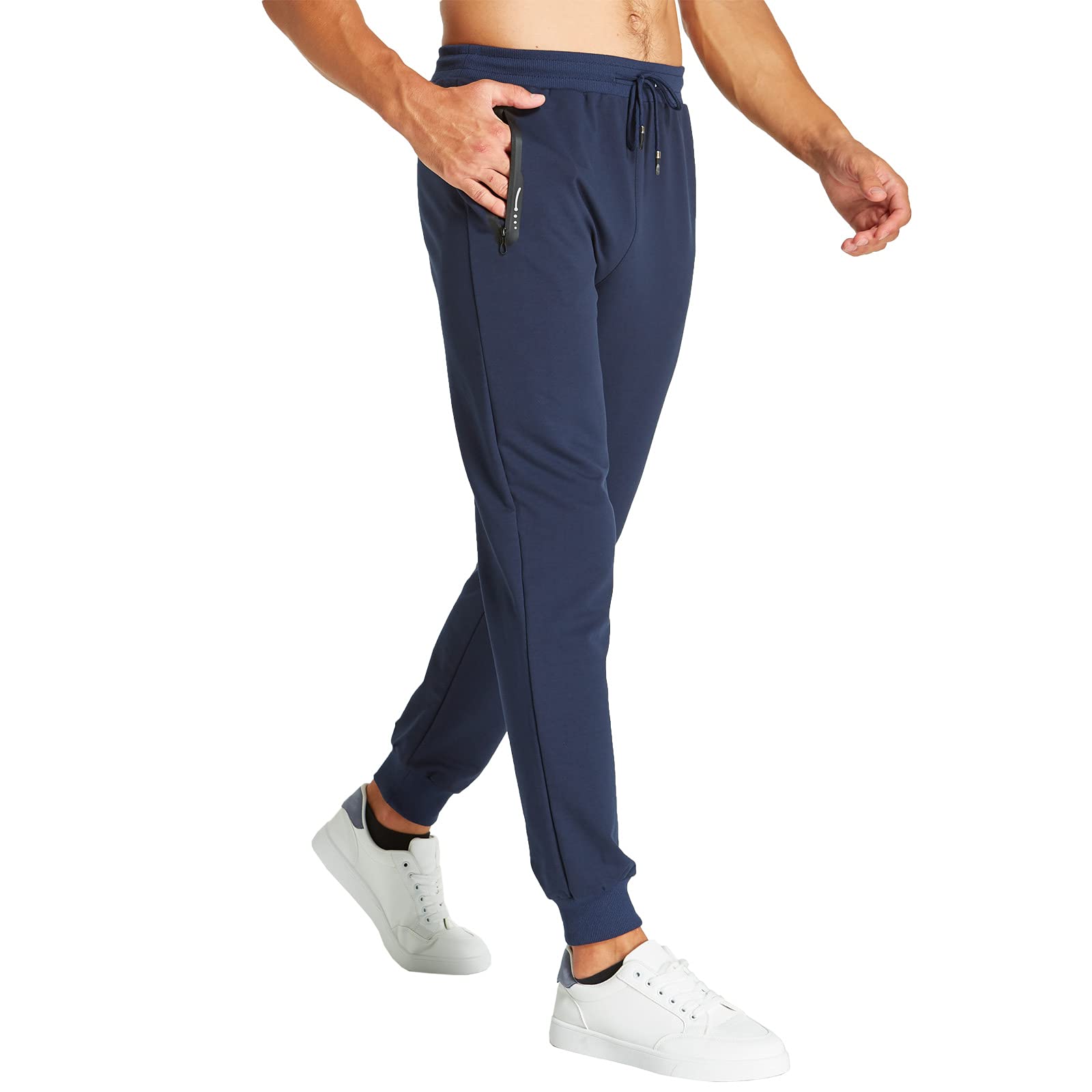 JustSun Jogging Homme Pantalons de Sport Coton avec Poche zippée
