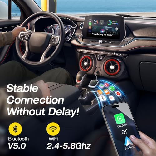 Adaptador Carplay sem fio e adaptador automotivo sem fio Android, Guowo 2 em 1 converte dongle Carpl