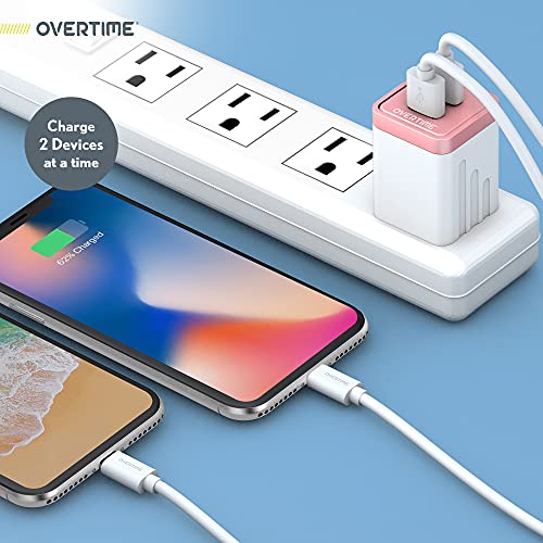 Dual Usb Wall Charger, Overtime Universal 2.4Amp Plug Cube Quick Phone Power Adapter For Iphone 11 Pro Max X Xs Xr 8 7 Se Ipad Pro Air Mini Samsung Galaxy S7 S6 S5 Kindle (Rose Gold, 1 Pack) #TOP2