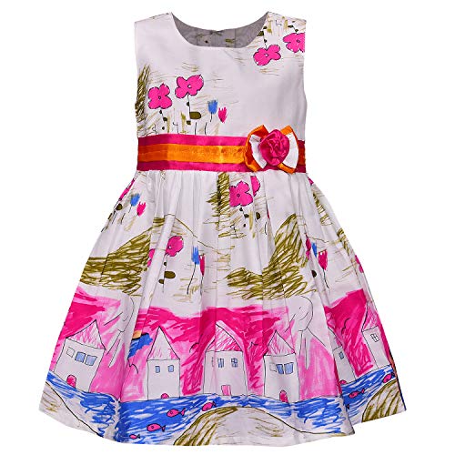 Image of Wish Karo Baby Girls Cotton Frock Causal Dress for Girls-Orange Dress - (ctn306)