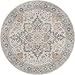 GENIMO 5FT Round Area Rugs for Living Room, Circle Rugs Machine Washable Low Pile, Chenille Non Slip Vintage Rug for Bedroom, Dining Room, Home Office, Light Taupe Brown