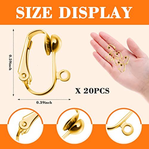 Fancy Nova 20 Pack Clip-On Earring Converters Hypoallergenic Earring Clip On Backs Parts Components Findings For Diy Earring And Pierced Ears (Gold） #TOP4