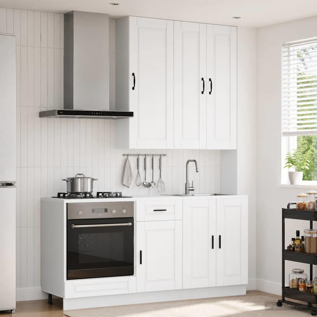 Coin de cuisine Porto Lot de 5 armoires de cuisine en bois blanc