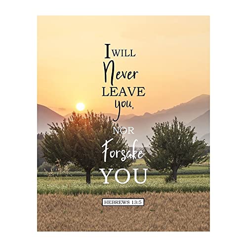 AMERICAN LUXURY GIFTS I Will Never Leave You - Scripture Wall Art - Christian Home Decor - 8x10 Unframed Print
