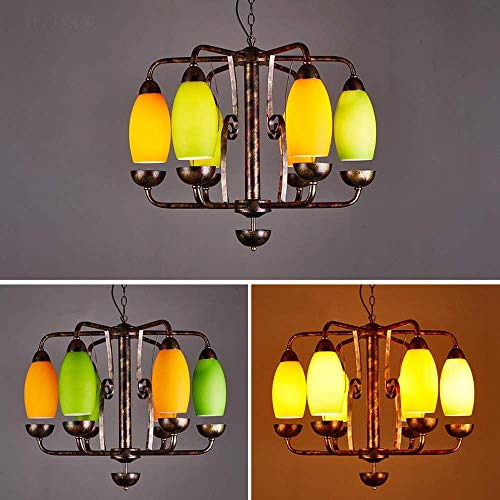 Suspension rétro métal à 6 verres décoratifs pour éclairage optimal