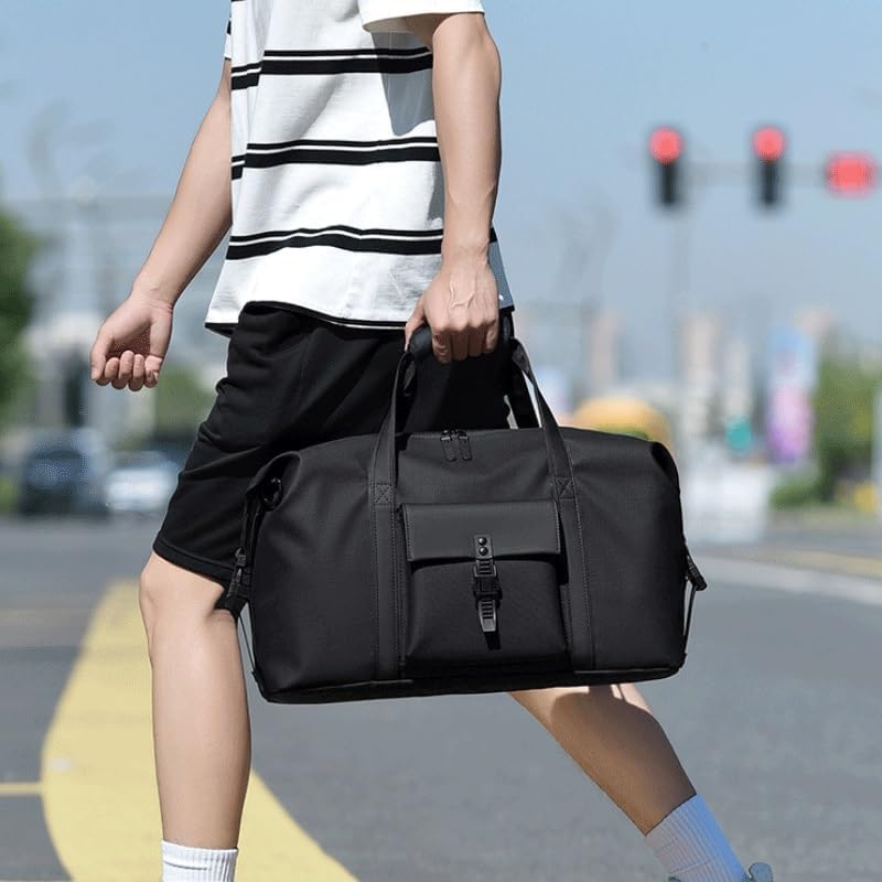 Men's Black Travel Bag Large Capacity Handbag Crossbody Waterproof Proof Fitness for Business Trips
