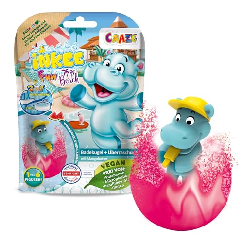INKEE Pack de 8 Bombas de Baño Infantiles Bath Fun con Regalo Sorpresa en el interior, figurita de Hipopótamo (6 modelos diferentes) aroma a sandía - imagen 2