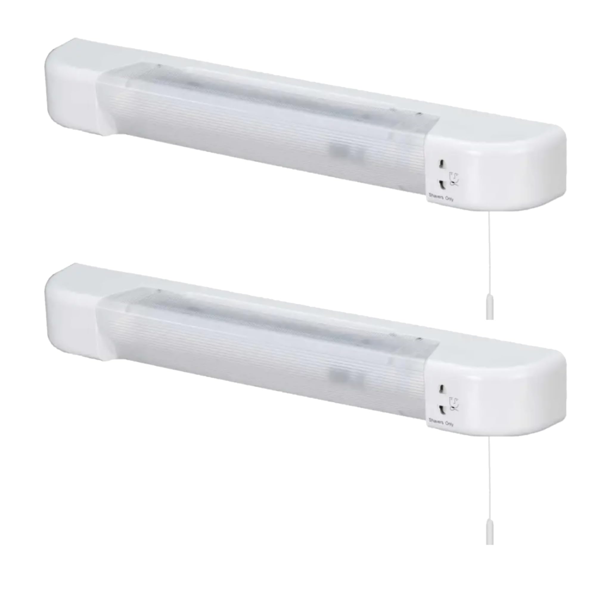 firstchoicelighting Set of 2 Rise - White LED Bathroom Shaver Lights