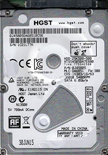 HGST HTS545050A7E680 P/N: 0J45805 MLC: DA6851 500GB
