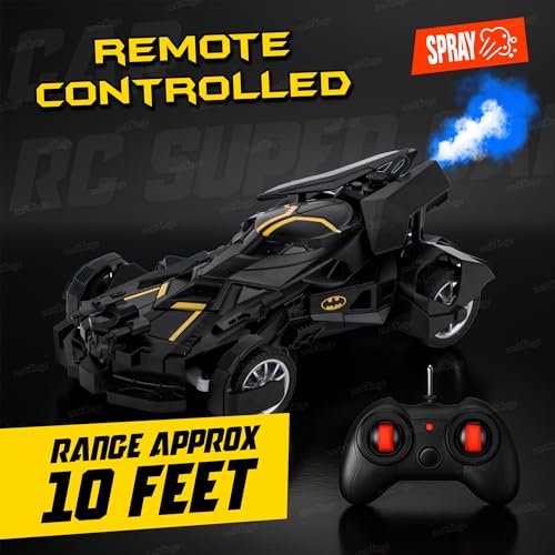 Image of Zest 4 Toyz Remote Control Car Toy for Kids | Mist Spray Effect Drift RC Car | Remote Range 10+ft | Rechargeable RC Car including Figurine | Type-C USB | Flashing Lights | Birthday Gift for Boys Girls