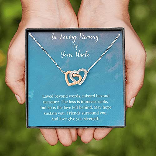Personalized Gift - Interlocking Hearts Necklace, In Loving Memory Of Your Uncle, Memorial Gifts For Loss Of An Uncle Gift, Uncle Condolence Gift, Grief Gift, #TOP25