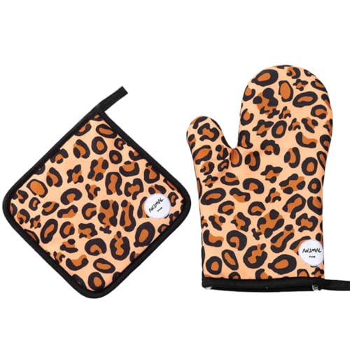 Manoplas para Cocina o Barbacoa con diseño de Leopardo | Agarradores para Platos Calientes de Mocroondas, Brasa, Horno y Fogones | Guantes de Cocina Antiquemaduras y Protección Calor