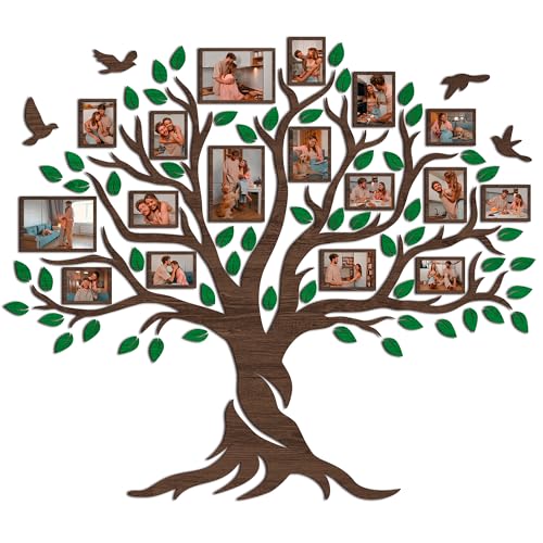 JustLikeWood 67x59″ Large Wood Family Tree with Birds Wall Decor